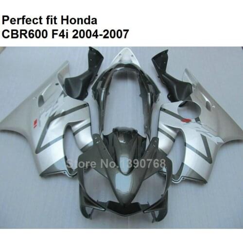 ABS plastic fairing for Honda CBR600 F4i 04 05 06 07 silver black fairings kit CBR600F4i 2004-2007 HZ148