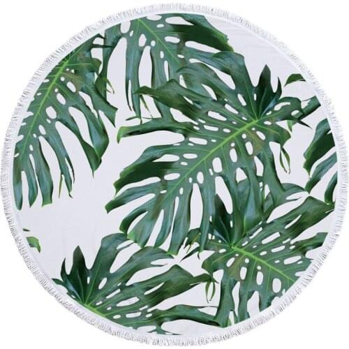Tropical Leaves Flower Printed Flamingo Beach Towel Round Microfiber Beach Towels Roundie For Adults Serviette De Plage
