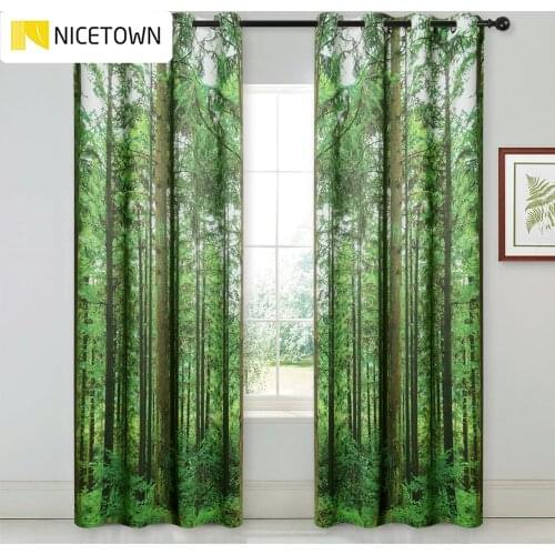 NICETOWN Protective Eye Window Curtains Lush Branch Outdoor Scenic Printing Drapes for Home Office Kids Room Patio Garden