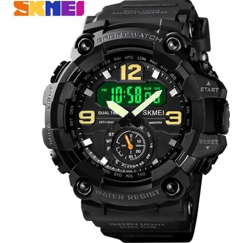 SKMEI Digital Men Watch Dual Movement 3 Time Sport Wristwatch Mens Waterproof Electronic Watches For Men montre homme Relojes