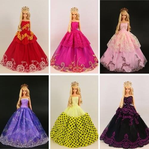 Random ship 30items=10dress+10 shoes+10accessories Party Dolls Dress Clothes Gown For Barbie doll Free shipping