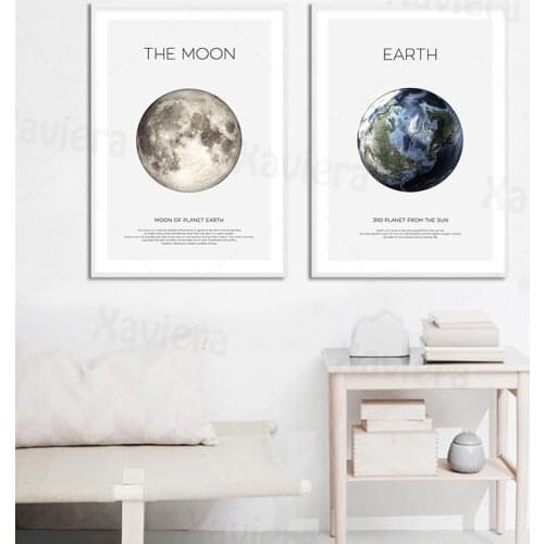 Modern Decor Picture Planet Earth Moon Mars Mercury Poster Astronomy Space Canvas Print Painting Wall Art Home Living Room Mural
