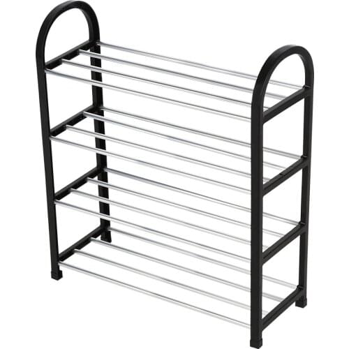 PlasticAluminum Metal Standing Shoe Rack DIY Shoes Storage Shelf Home Organizer 4 Tiers Shelf Home Organizer Accessories