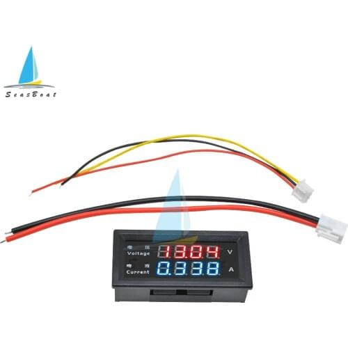 M4430 DC 100V 200V 10A 0.28'' LED Digital Voltmeter Ammeter 4-digit Voltage Current Meter Tester Red Blue Dual Display