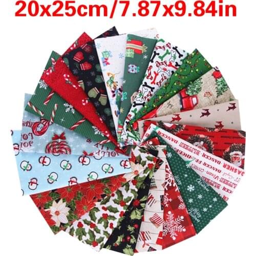 25*25Cm Fabric Cotton Printed Cloth Christmas Series DIY Needlework Handmade Material Sewing Quilting Fabrics Patchwork