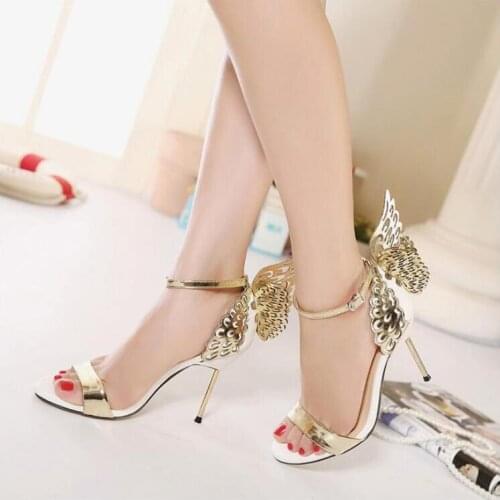 New Women pumps Butterfly Wings single shoes for women sexy peep toe high heel sandals party wedding shoes woman sandals
