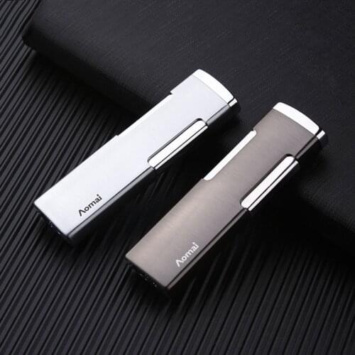 Ultra-thin Inflatable Windproof Lighter High Pressure Direct Injection Flame Turbo Gas Lighters Portable Smoking Gadgets For Men