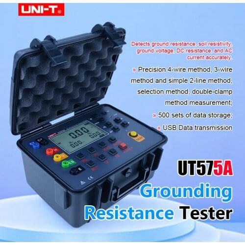 UNI-T UT575A Digital Double Clamp Grounding Resistance Tester 0.01Mohm~30Kohm Large Screen Backlight display