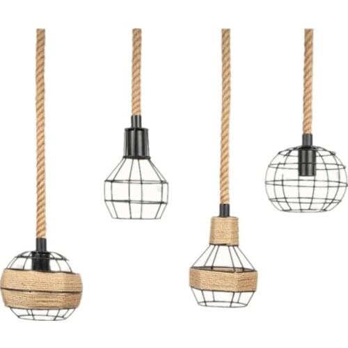 Rope Pendant Lamp Base E27 Dining Room Lamp Canteen Lamp Restaurant Lamp coffee Shop metal Iron Light Hanging Light Home