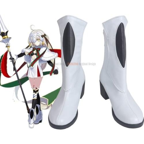 Jeanne d'Arc White Shoes Cosplay Fate Grand Order Alter Jeanne d'Arc Cosplay Boots Shoes Custom Made Any Size