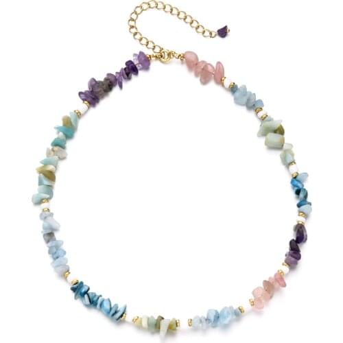 ZMZY Bohemia Trendy Natural Stone Short Necklace Exquisite Fashion Irregular Design Women Charm Accessories Boho Choker Gift