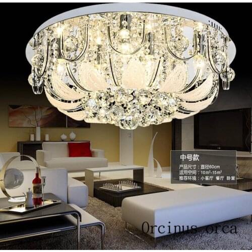 2017 Gold Round Crystal Ceiling Light For Living Room Indoor Lamp with Remote Controlled home decoration Free Shipping