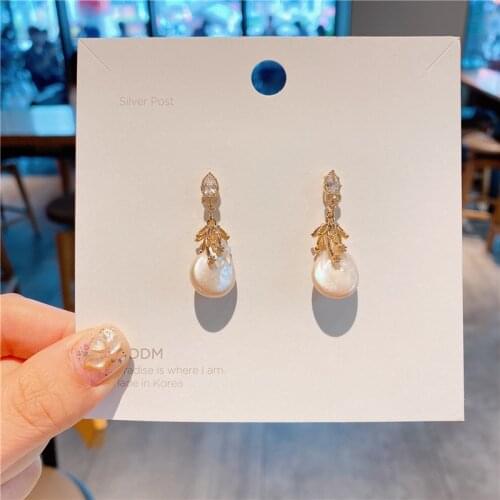 1 Pair New Baroque Real Freshwater Pearl Earrings S925 Pure Needle Cool Style Earrings