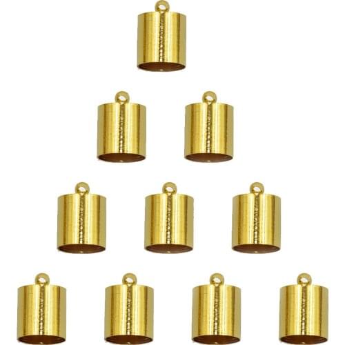 10pcs Brass End Bead Cap Tip For 7mm 8mm Cord Jewelry Necklace Findings gold color