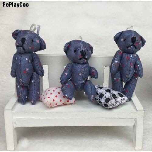 100PCS/LOT Mini Joint Ted Bear Plush Toy Stuffed Animal 6cm Teddy Bears Stuffed Plush Pendant Kids Toys Wedding Gifts HMR032