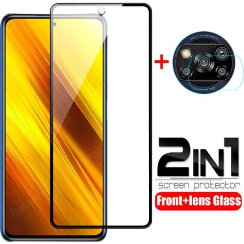 2 In 1 Screen Protector for Xiaomi POCO X3 NFC Tempered Glass for Xiaomi poco X3 NFC Full Cover Glass Camera Lens Film Xiomi