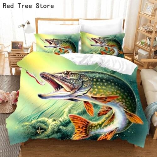 3D Koi Carps Printed 2/3Pcs Bedding Set Lucky Fish Animal Pattern Duvet Cover Pillowcase Home Textile Decor Queen King Twin Size