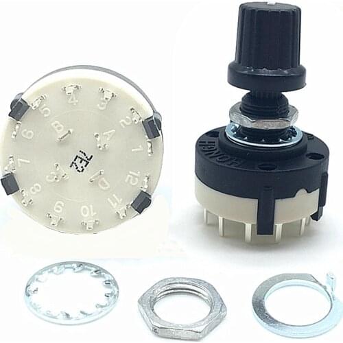 5pcs RS26 2 Pole 6 Position Selectable Band Rotary Channel Selector Switch Handle length 20MM with knob