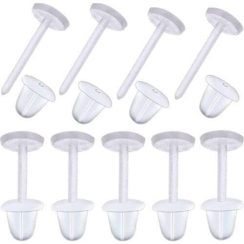Pack of 1000 Plastic Flat Pad 5mm Earring Studs and Rubber Earring Safety Backs