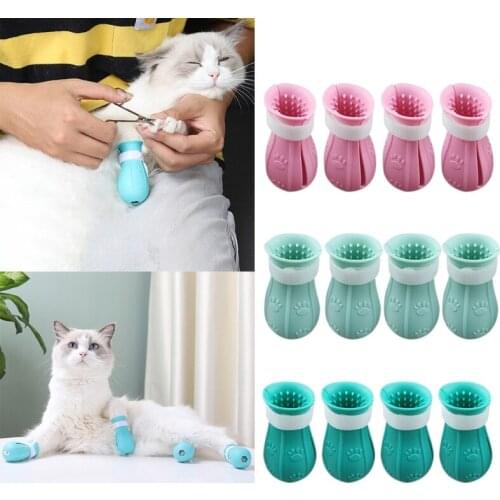 B2QB 1 Set Adjustable Colorful Breathable Cat Foot Adjustable Protector Simple Cover High Quality Silicone for Cats