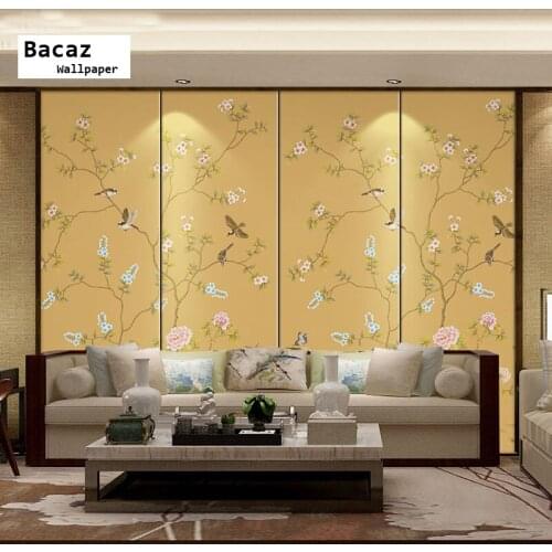 Bacaz Traditional Chinese Birds Flower Paintings Wallpaper Papel Mural 3D Wall Mural Wall paper for Living Room Sofa Background