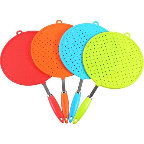 Safe Silicone Lid Splash-Proof Net Oil-Proof Splash Cover Frying Protection Mat Non-Slip Handle Pot Lid Kitchen Cooking Tools
