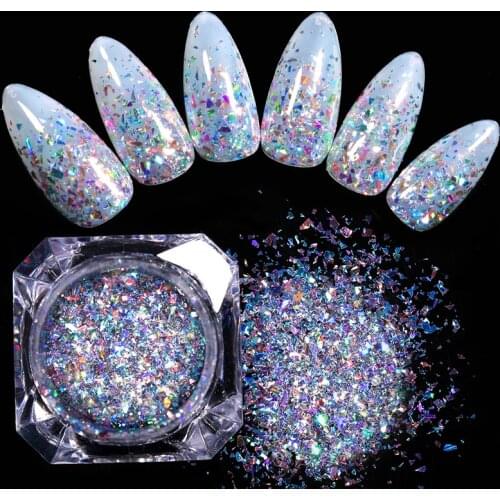 1g Glitter Nail Sequins Holographics Powder Shining Irregular 3D Hexagon Colorful Sequins Summer Popular DIY Nail Art Decoration