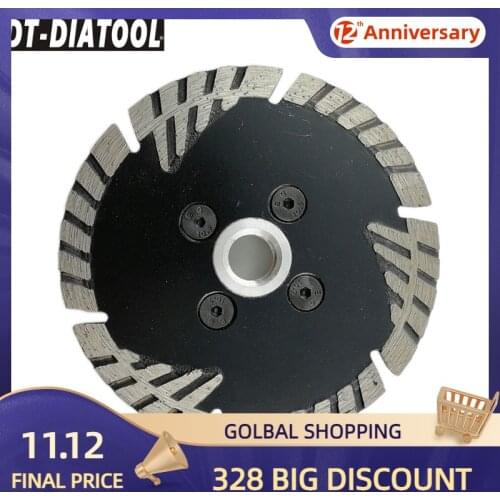 DT-DIATOOL 1pc 105mm/4" M14 Hot Pressed Diamond Turbo Saw Blade with Slant Protection Teeth Concrete Granite Marble Cutting Disc