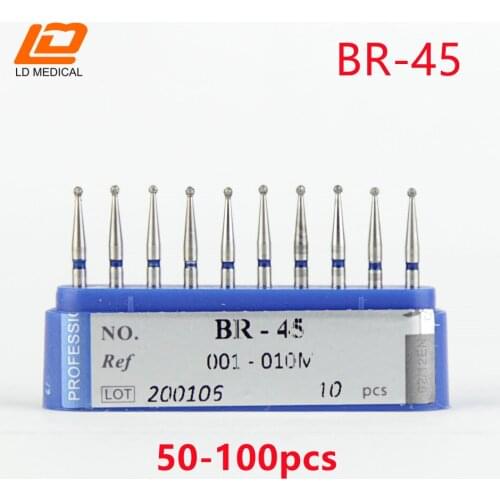 100pcs High Quality Diamond Burs Drill стоматология Dental Ball Round Type Burs dental tools FG 1.6M for Teeth Whitening BR-45