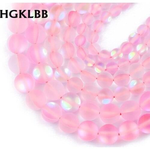HGKLBB Natural Stone Matte Pink Labradorite Beads 6 8 10mm Round Spacers Loose beads for Jewelry making DIY bracelet Accessories