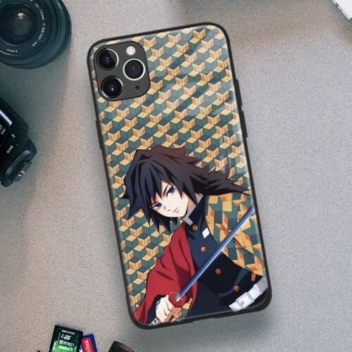 Giyu Tomioka Kimetsu No Yaiba Anime Soft TPU Glass Phone Case for IPhone SE 6s 7 8 Plus X Xr Xs 11 12 Mini Pro Max Samsung Redmi