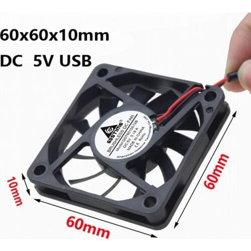 Gdstime 2 Pcs DC 5V USB 60x60x10mm Brushless Cooling Fan 60mm x 10mm Computer Case PC CPU VGA Heatsink Cooler 6cm 6010