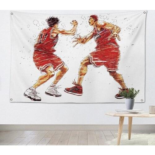 Slam Dunk Classic Cartoon Anime Movie Basketball Posters Print Art Canvas Banner Four-hole Flag Wall Art Background Home Decor