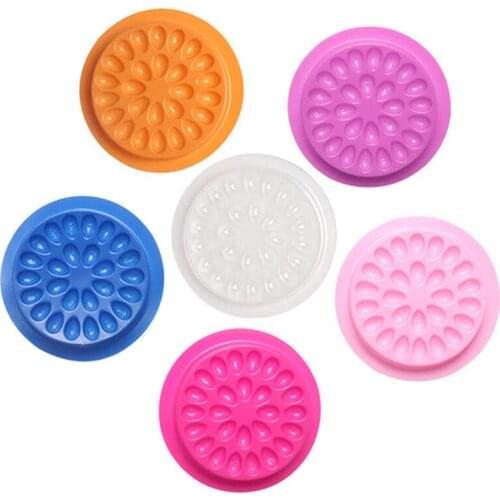 10Pcs Hot Sale Colorful Disposable Plastic Flower Eyelash Holder Sticker Glue Adhesive Pallet For Eyelash Extension Makeup Tools