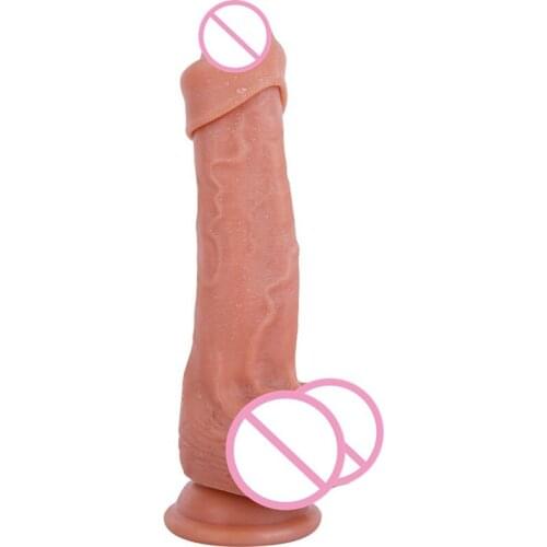 Skin Feeling Realistic Penis Soft Sexy Huge Dildo Female Masturbator Double-layer Silicone Suction Cup Dildos for Women Big Dick