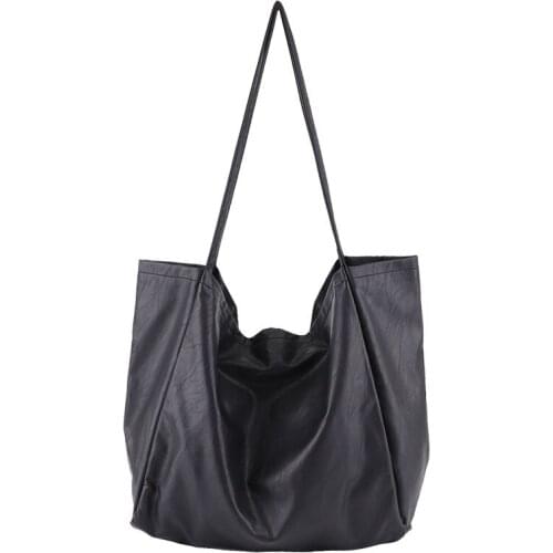 Fashion Korean Large Capacity Single Shoulder Simple Pu Soft Leather Tote Casual Color Portable Womens Bag Purses And Handbags