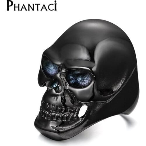 Newest Coming Gothic Mens Biker Stainless Steel Ring Fashion Black/ Gold Skull Cool Man Finger Rings