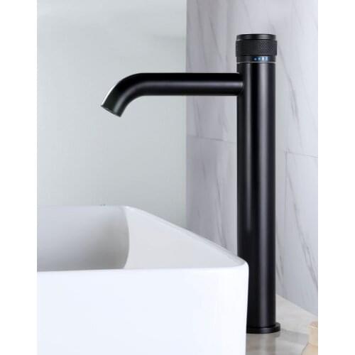 Latest design Tall black / Brushed gold bathroom sink faucet cold hot water basin mixer faucet Single handle single hole