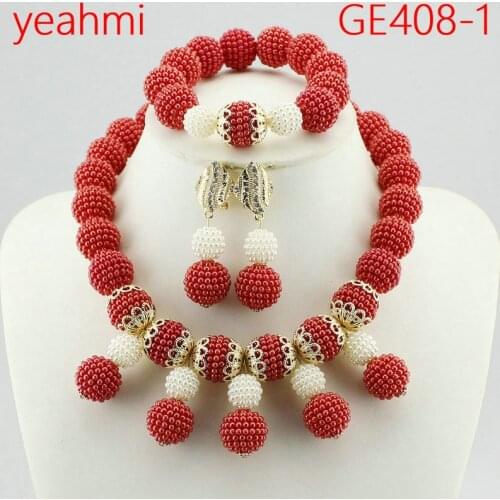 Plastic Pearl Ball 2018 Fashion african beads necklace set nigerian wedding african beads jewelry set Free shipping GE408-1
