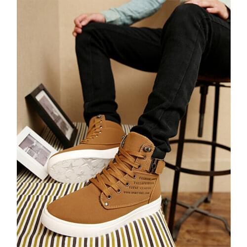 Casual Mens Walking Shoes Flats Ankle Boots Male Men Snow Boots British Style Men Canvas Sport Shoes Sneakers Street Walking