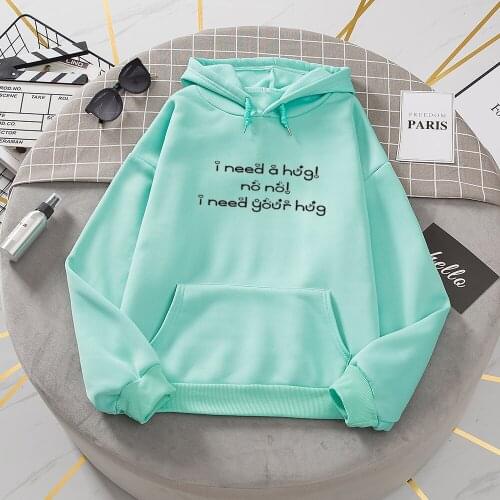 Harajuku Oversized Pullover Kpop Hoodie Letter Print Black Hoodie for Women Drawstring Sweatshirt Coat Warm Outwear Female Tops