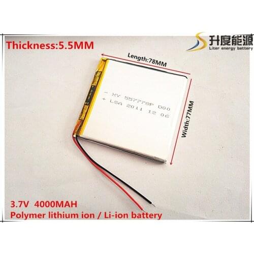 Size 557778 3.7V 4000mah Lithium polymer Battery With Protection Board For GPS Tablet PC Digital Products