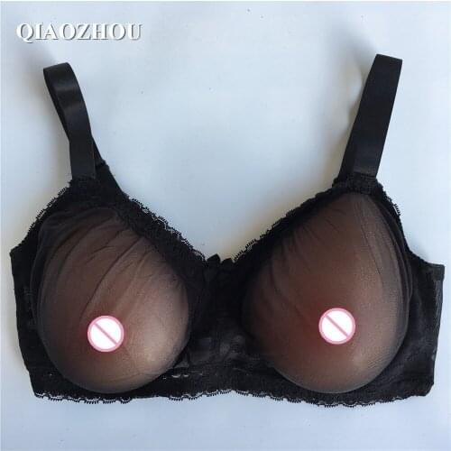90 D 40 E cup crossdresser big fake boobs realistic silicone breast form with sexy lace bra pink black for man cosplay cd