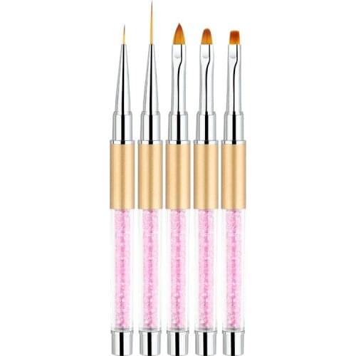 Nail Art Pen Painted Diamond Phototherapy Nail Brush Hook Line Carved Flower Crystal Nail Art Tools 5 Pieces/Set
