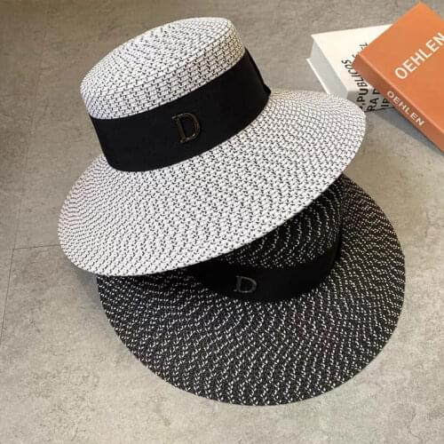 New French Elegant Big Wide Brim Straw Top Hat Female Spring Summer Bucket Hat Beach Sun Cap Sunscreen Fedora Hat Bape Crocodile