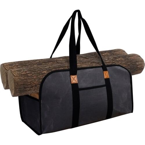 Outdoor Firewood Storage Bag Firewood Carrier Bag Waterproof Wet Wax Canvas Handbag Portable Men Travel Tool Bag Great Gift