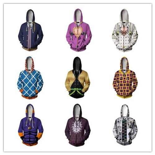 JoJos Bizarre Adventure Cosplay Sweater Guido Mista Hoodie Anime Clothes Jo Jo Kira Yoshikage Sweatshirt Zipper Hooded Jacket