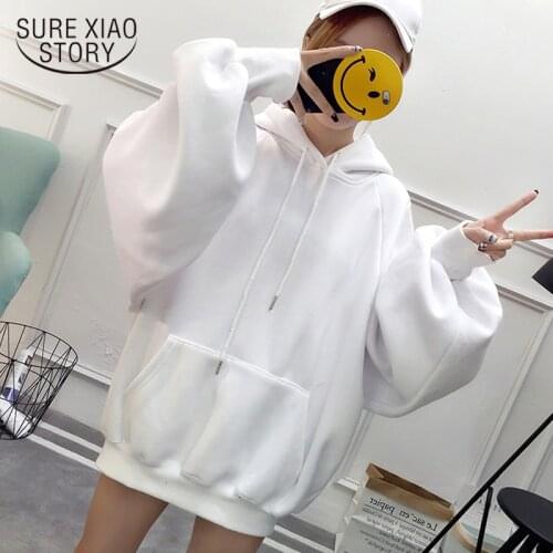 Warm Pocket Hooded Jacket Winter Clothing 2021 Fleece Hoodie Womens Sweatshirts Fashion Oversize Ladies Pullovers Tops 11618