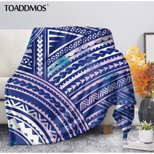 TOADDMOS Polynesian Purple Print Fleece Blanket Sofa Nap Warm Throw Blanket Comfort Home Bedding Soft Thin Quilt for Kids Adults
