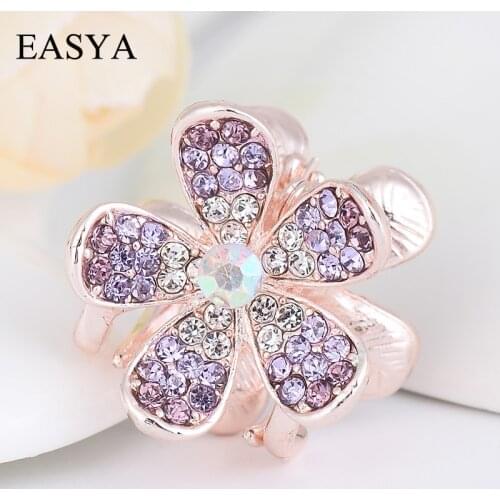 EASYA Women Girls Hair Ornaments Accessories Sparkling Rhinestone Crystal Flower Hair Claws Minimalist Hairwear Crab Claws